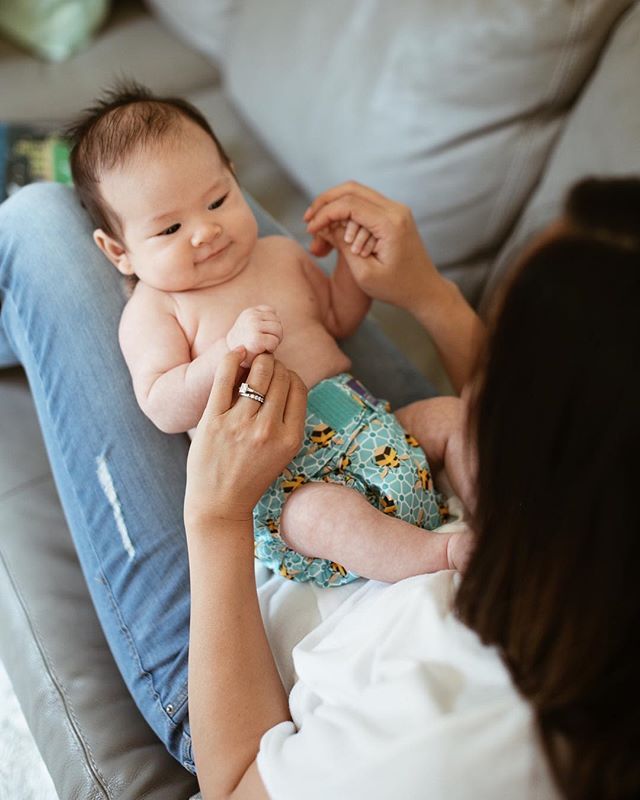 Keeping him cool in @bambinomio. 🐝☀️ We’re giving #clothdiapers a go. I love the environmental and cost saving benefits. Any #clothdiapering parents out there? Would love to hear your experience! #newbornlife #aloyalloveofbrantley